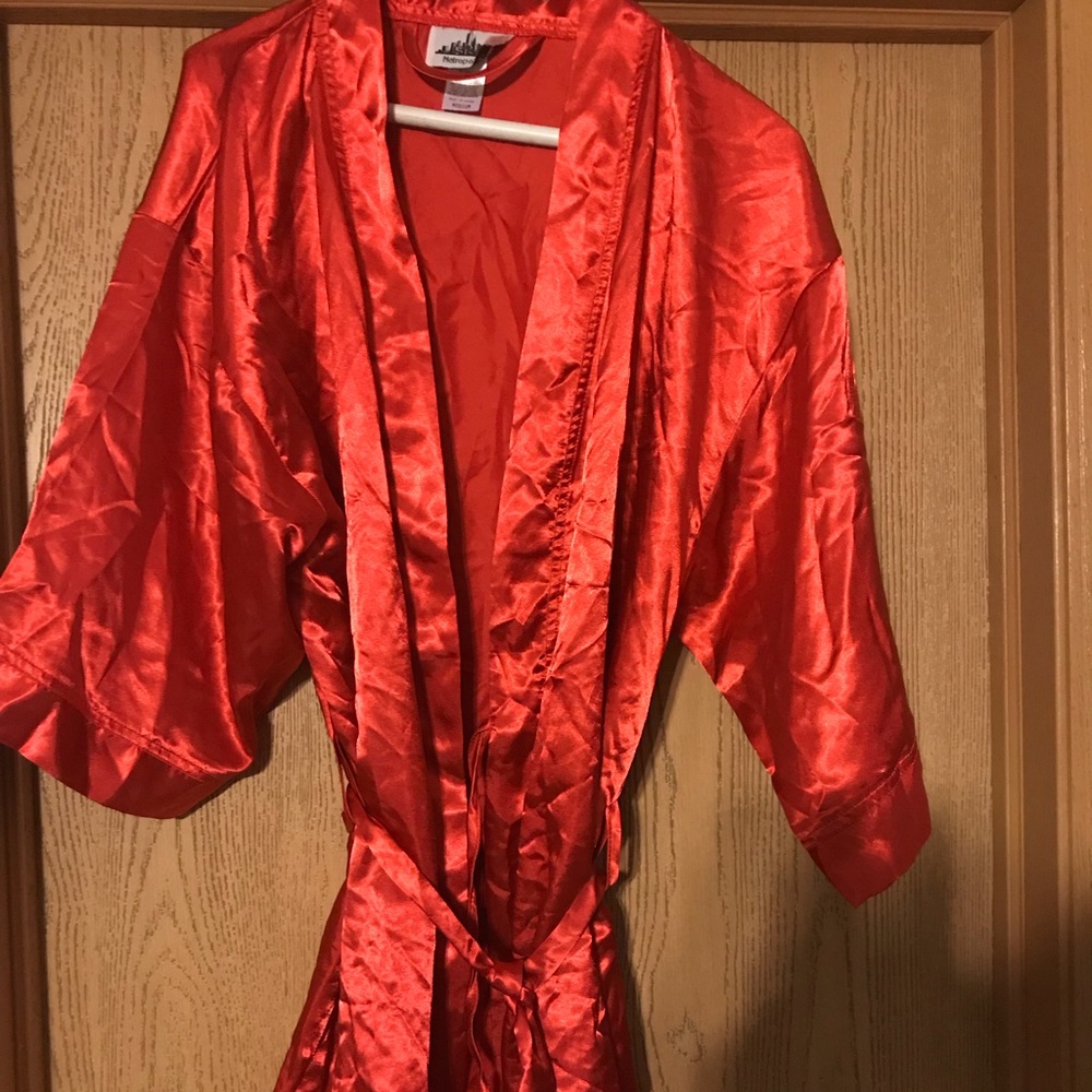 NWOT Red Satin Robe, Size M